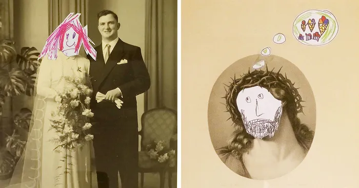 My Children Refreshed Old Paintings And Photos With Their Funny Illustrations