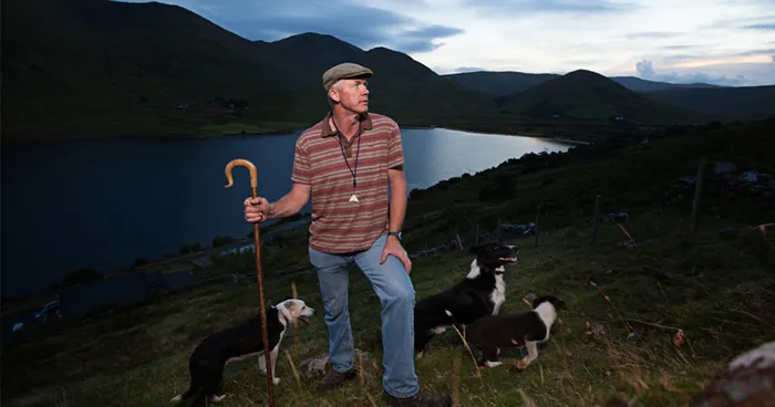 Working Dog And A Friend. Portraits Of Irish Farmers With Their Dogs.