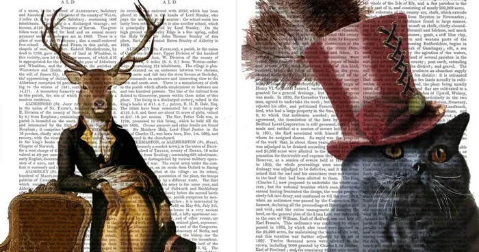 Fantasy Animal Illustrations On Antique Dictionary Pages From The 1800s