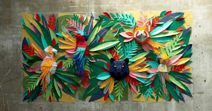 I've Spent 2 Weeks Making This Animal Mural From 1000s Of Small Paper Pieces