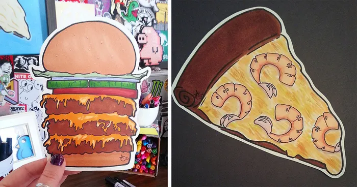 I Draw Cute Food Stickers With Pens And Markers