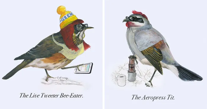 Funny Illustrations Of Hipster Birds