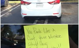 42 Of The Best Windshield Notes Left For Terrible Drivers