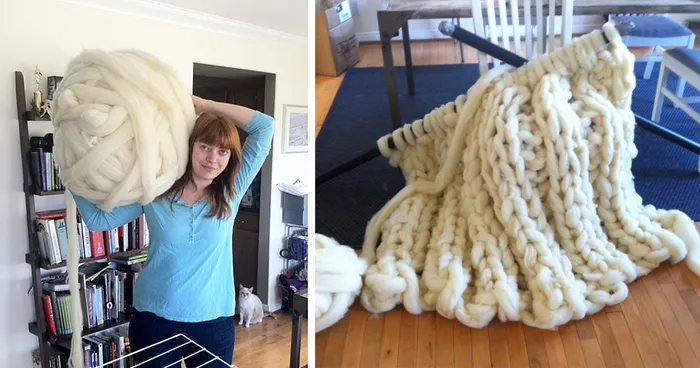 No, I'm Not Thumbelina. I Just Knit With Giant Needles And Yarn
