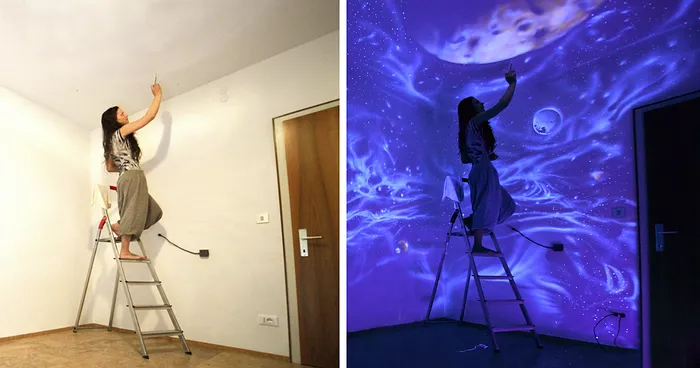 When The Lights Go Out, My Glowing Murals Turn These Rooms Into Dreamy Worlds