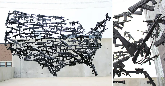 Gun Country: A Map Of The USA Consisting Of 150 Toy Guns