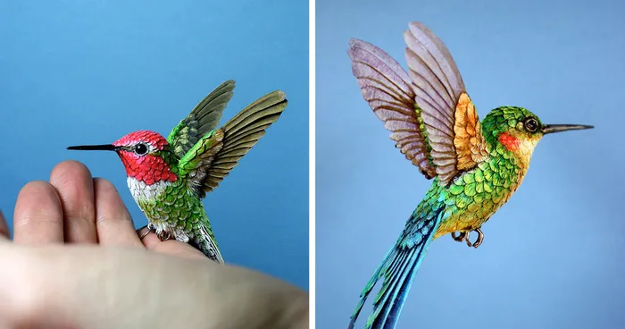 I Make Paper And Wood Birds By Hand-Cutting Every Feather