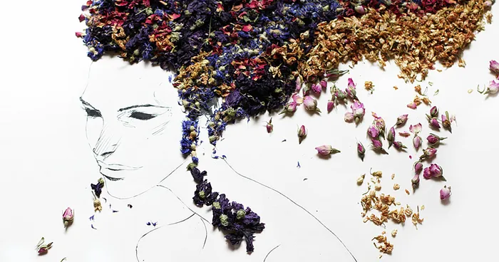 Beautiful Portraits Made Of Various Herbs And Dried Flowers