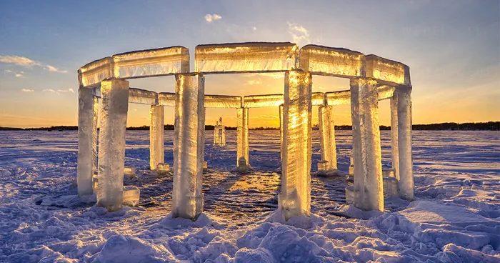 Five Friends Build "Icehenge" In The Middle Of A Frozen Lake
