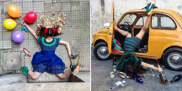 Hilarious Photos Of People Who've Fallen Down Among All Their Belongings