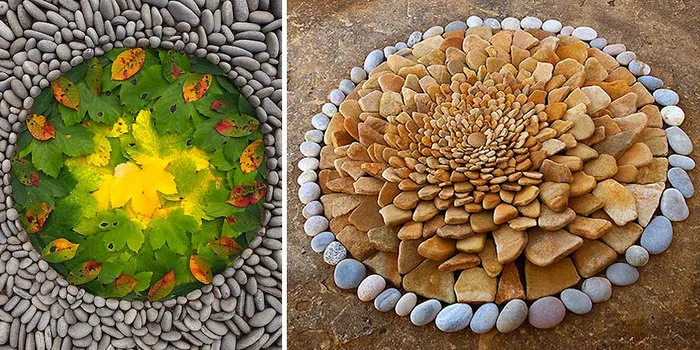 Artist Arranges Rocks And Leaves Into Beautiful Geometric Land Art