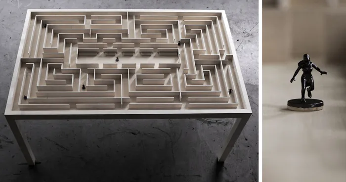 Labyrinth Table: I Created A Maze Table With Movable Magnet Figures Inside