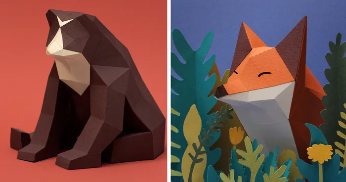 We Are A Couple Of Artists Who Create Lowpoly Animals From Paper