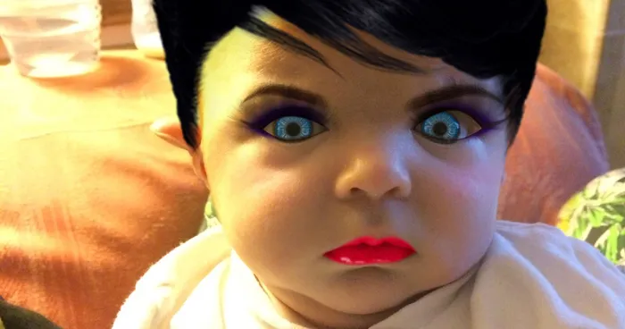Mom Tries Out A Makeup App On Her 7-Week-Old Son