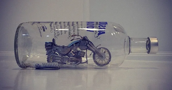Absolut Steampunk: I Built A Motorcycle Out Of Watch Parts Inside A Bottle