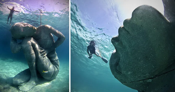 Ocean Atlas: Massive Underwater Statue Of Girl Carrying The Ocean On Her Shoulders