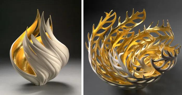 Nature-Inspired Vases That Glow With An Inner Golden Fire