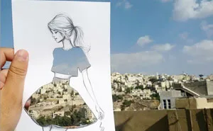 Fashion Illustrator Completes His Cut-Out Dresses With Clouds And Buildings