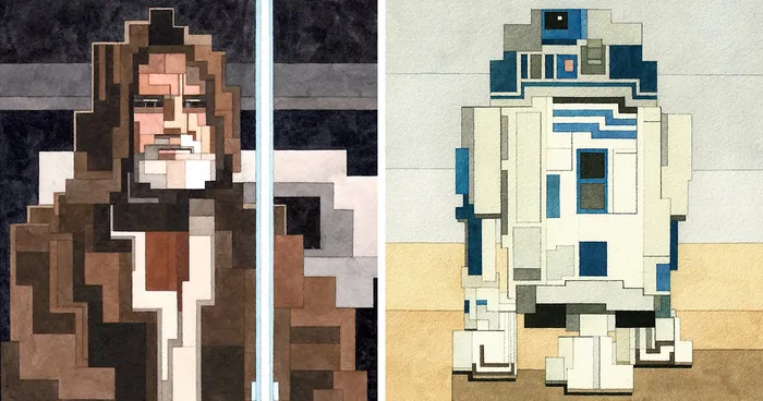 Pixelated Watercolor Paintings Of Star Wars