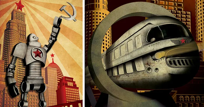 I Recreate Soviet Posters By Replacing The Workers With Futuristic Robots