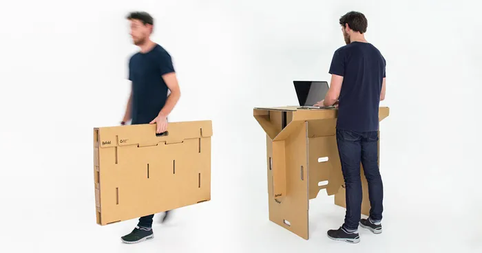 This Standing Cardboard Desk Is Portable, Recyclable, And Is Strong Enough To Hold An Adult