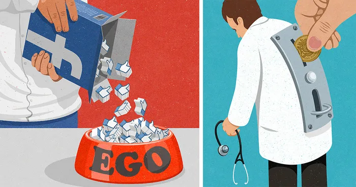 Satirical Illustrations Of Today's Problems Drawn In The Style Of The 50s