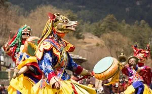 Traditional Costumed Bhutanese Cham Dancers