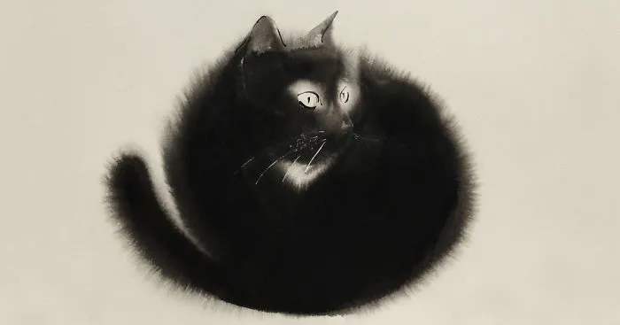 New Watercolor & Ink Cats That Slowly Bleed Into Paper By Endre Penovác