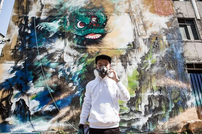 I Painted A Giant Mural Of The Traditional Foshan Lion Dance In Taipei