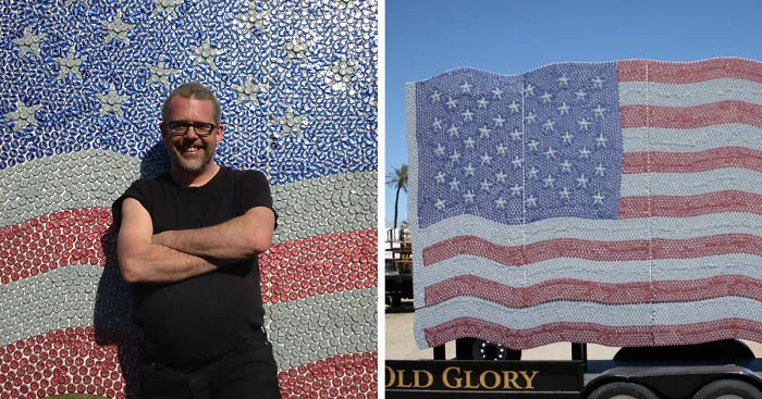 I Made A Giant American Flag From Over 20,000 Budweiser Bottle Caps
