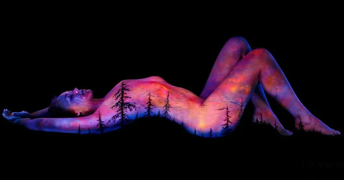 I Paint "Bodyscapes" That Glow Under Black Light
