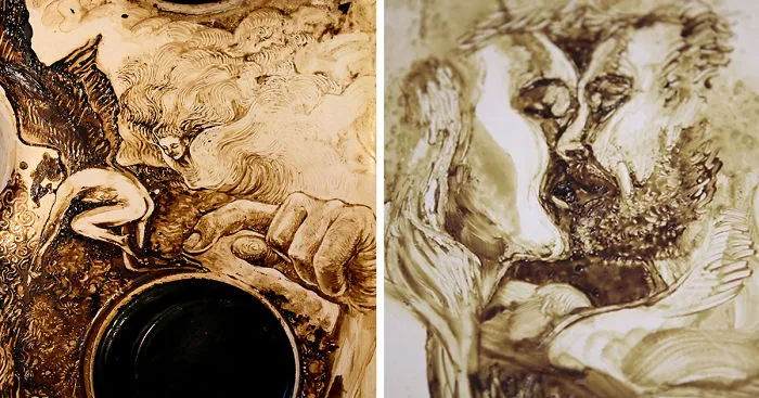 Art From A Mistake: My Oven-Top Coffee Paintings