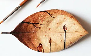 Coffee Leaf Paintings Created With Morning Coffee Leftovers