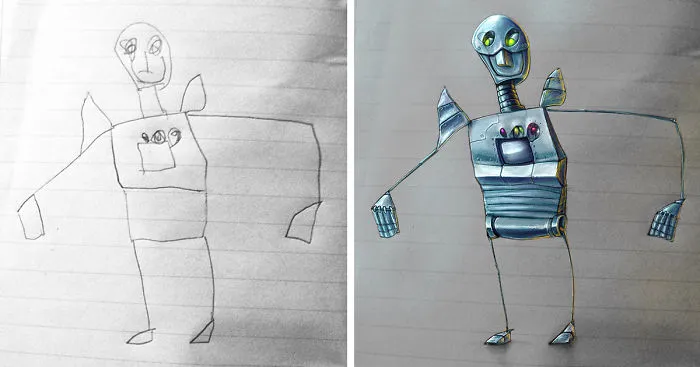 I Made Digital Illustrations Based On My Son's Drawings
