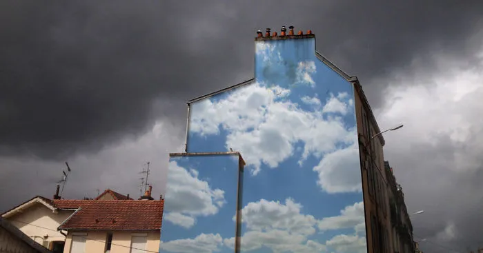 I Put Cloud Prints On Buildings To Brighten City Streets