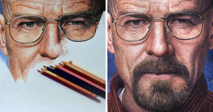I Drew A Hyper-Realistic Portrait Of Walter White In 60 Hours