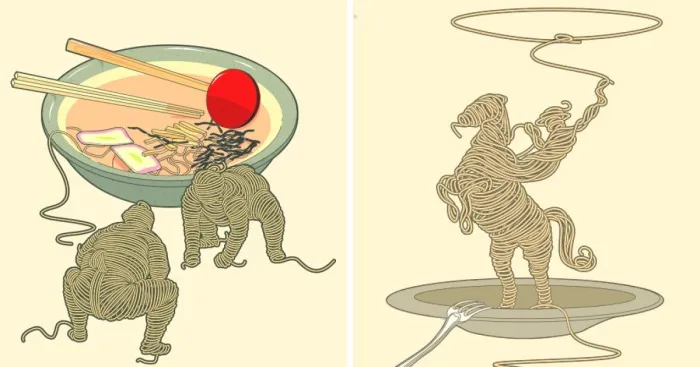Food Comes Alive In My Line Drawings