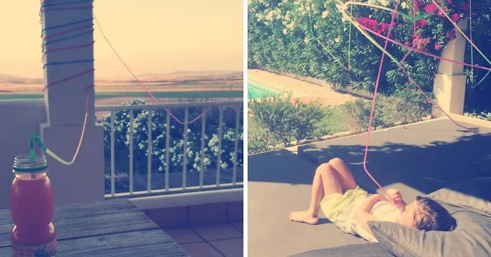 Creative Dad Builds A Crazy Straw For His Daughter's Birthday