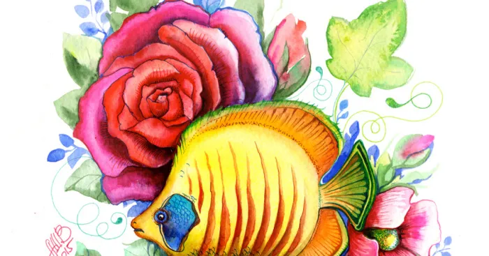 I Make Watercolor Fish Swim With Flowers!
