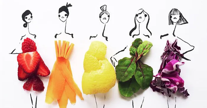 Fashion Illustrator Completes Her Dress Sketches With Food