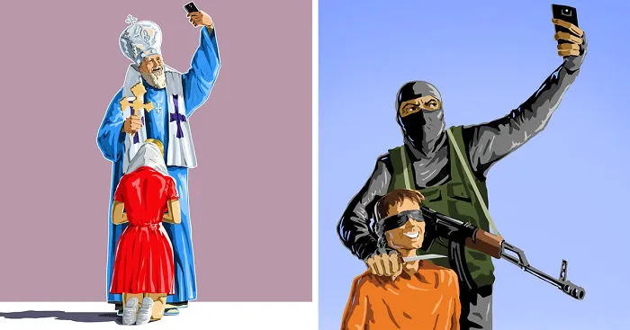 Holy Selfie: Satirical Illustrations Of Religious People By Gunduz Agayev