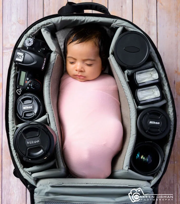 Photographers Take Adorable Pics Of Their Babies Sleeping In Camera Bags
