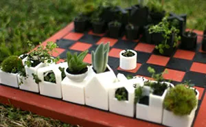 We 3D-Printed A Chess Set With Tiny Flower Pots As Chess Pieces