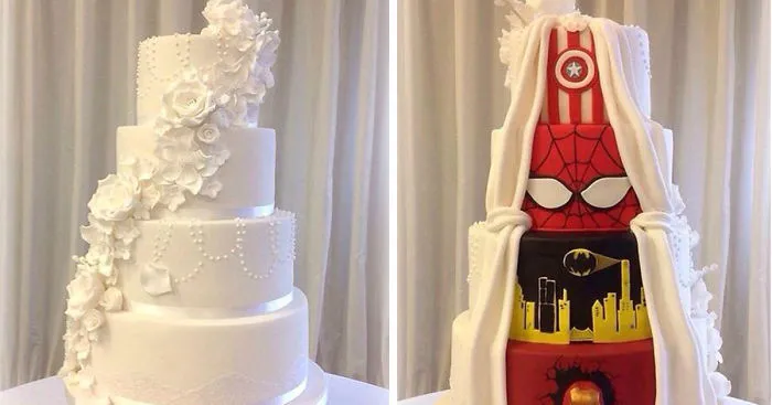 This Couple Had The Best Compromise And Went With A 'Two-Face' Wedding Cake