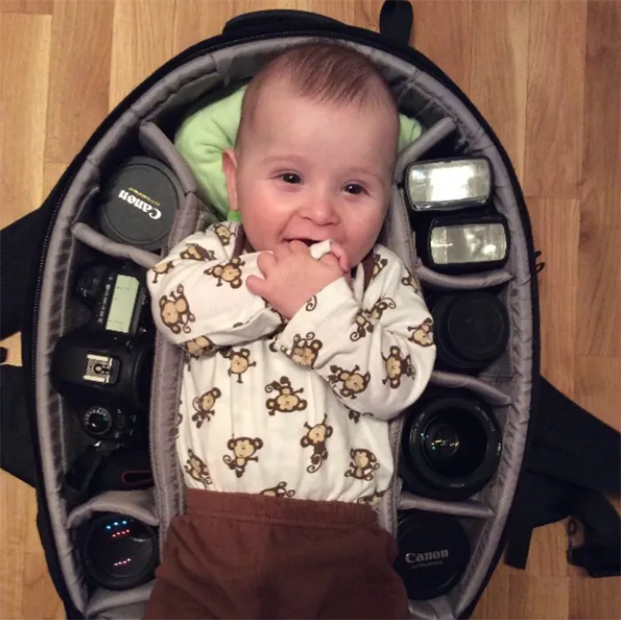 Photographers Take Adorable Pics Of Their Babies Sleeping In Camera Bags