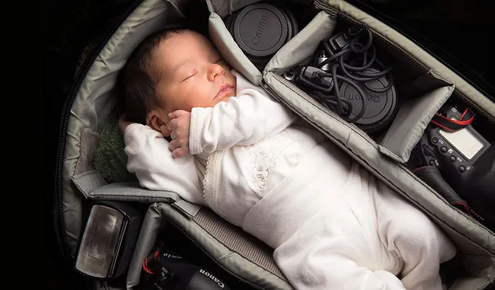 Photographers Take Adorable Pics Of Their Babies Sleeping In Camera Bags