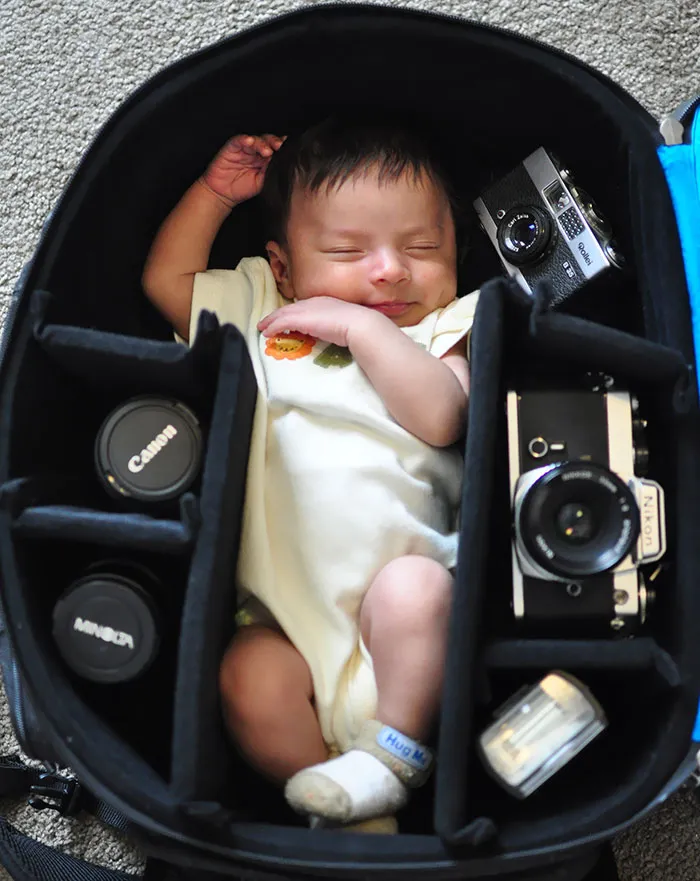 Photographers Take Adorable Pics Of Their Babies Sleeping In Camera Bags