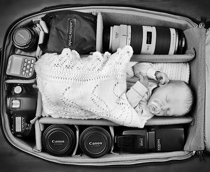 Photographers Take Adorable Pics Of Their Babies Sleeping In Camera Bags
