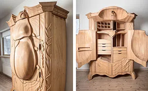 Latvian Artist Carves Wood Cabinet In Shape Of Giant Beetle
