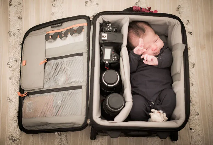 Photographers Take Adorable Pics Of Their Babies Sleeping In Camera Bags